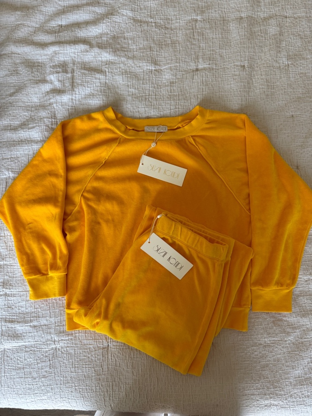 Suzie Kondi Golden Yellow Velour Track Pants & Sweatshirt Set